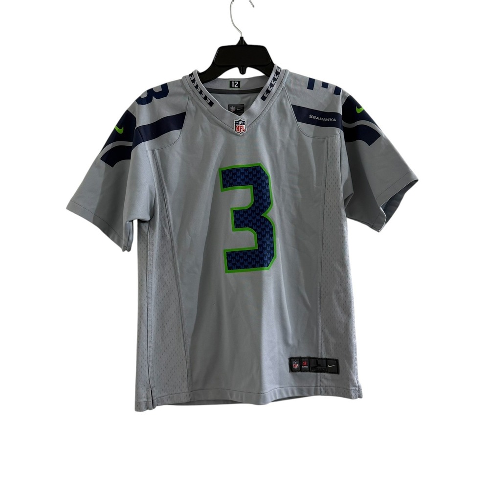 Nike Seattle Seahawks Russell Wilson #3 Youth Jersey Size L Gray NFL Football